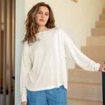 Women's White Lightweight Sweater One Size Front View