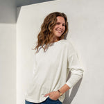 Women's White Lightweight Sweater One Size Chest View Detail