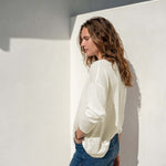 Women's White Lightweight Sweater One Size Chest View