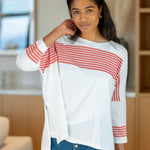 Women's One Size Slub Tee in Red Stripes 4th of July Outfit