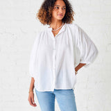 Women's White Ruffle Blouse Long Sleeve