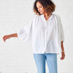 Women's White Ruffle Blouse Long Sleeve