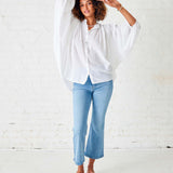 Women's White Ruffle Blouse Long Sleeve