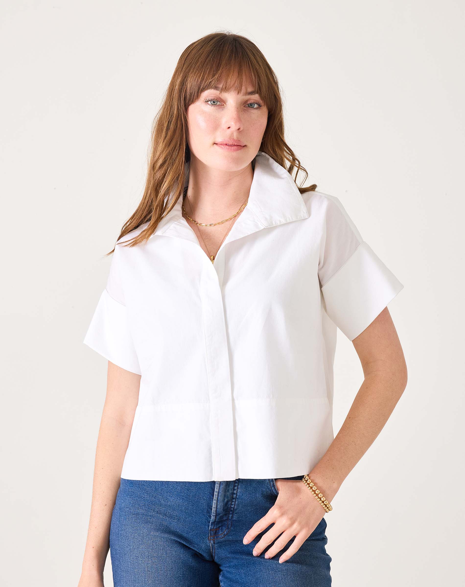Women's White Short Sleeve Top