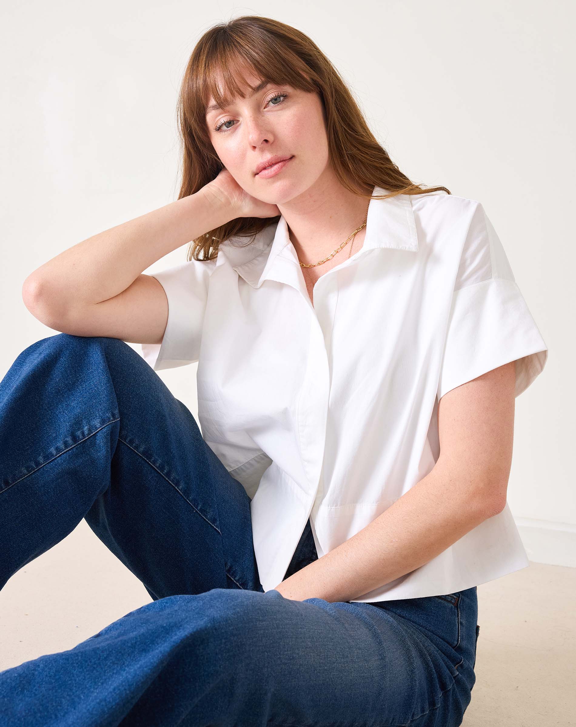 Women's White Short Sleeve Top