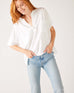 Women's One Size White Short Sleeve Tee with Two Pockets on Chest Front View