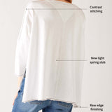 Women's One Size Tee in White Back View with Callouts