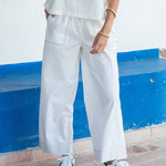 Women's White Wide Leg Pant Matching Set