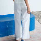 Women's White Wide Leg Pant Matching Set