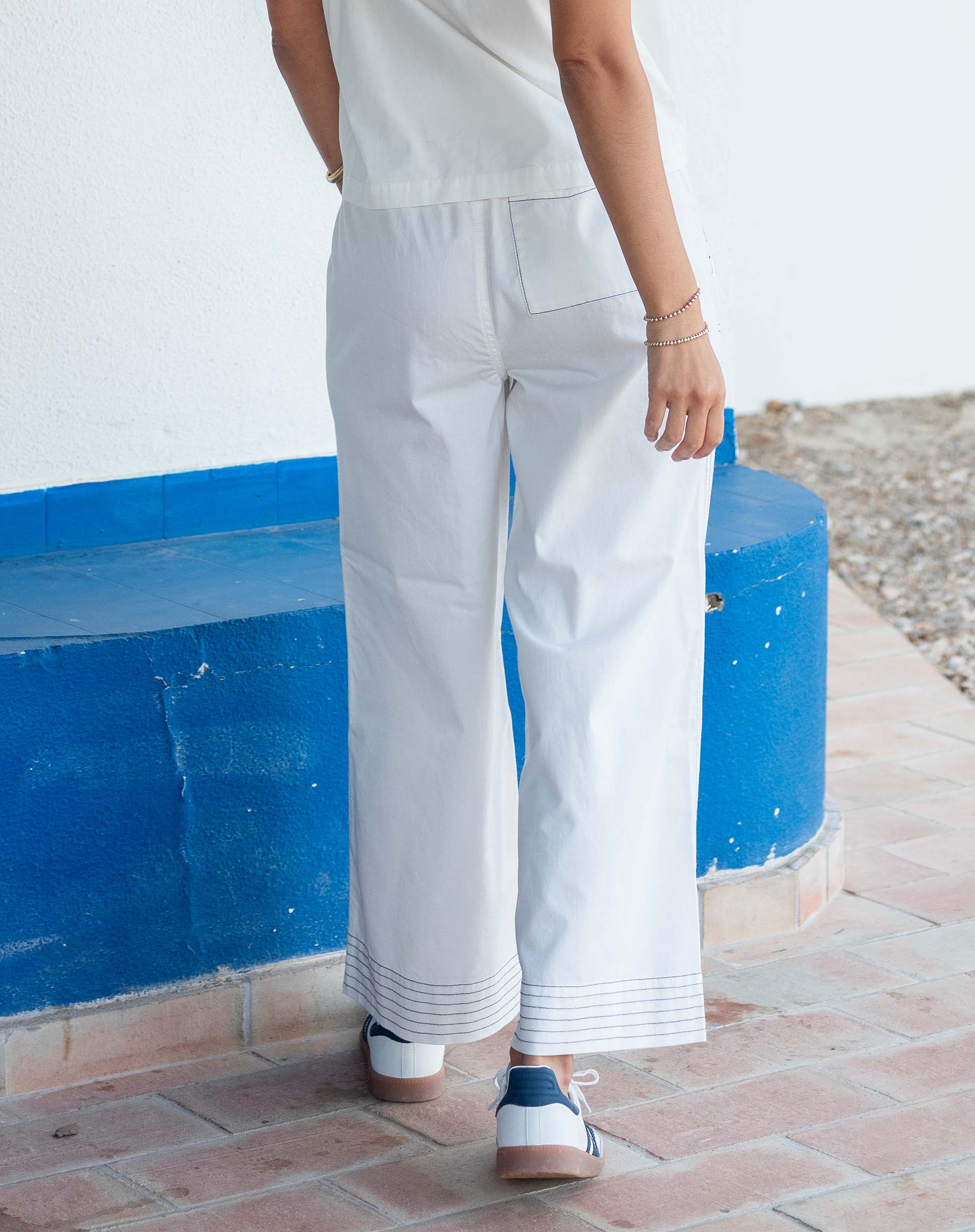 Women's White Wide Leg Pant Matching Set