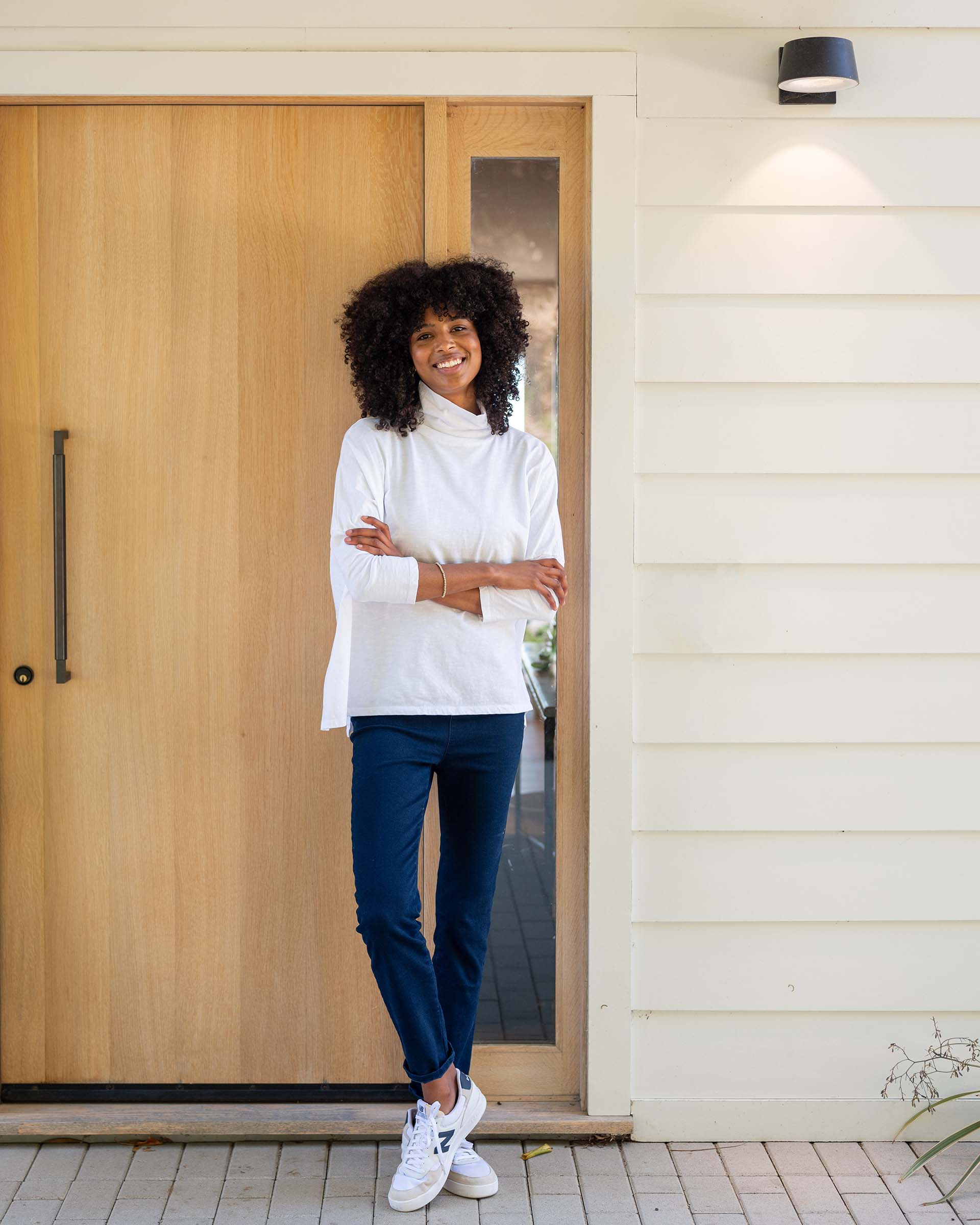 Women's White Turtleneck Tee One Size