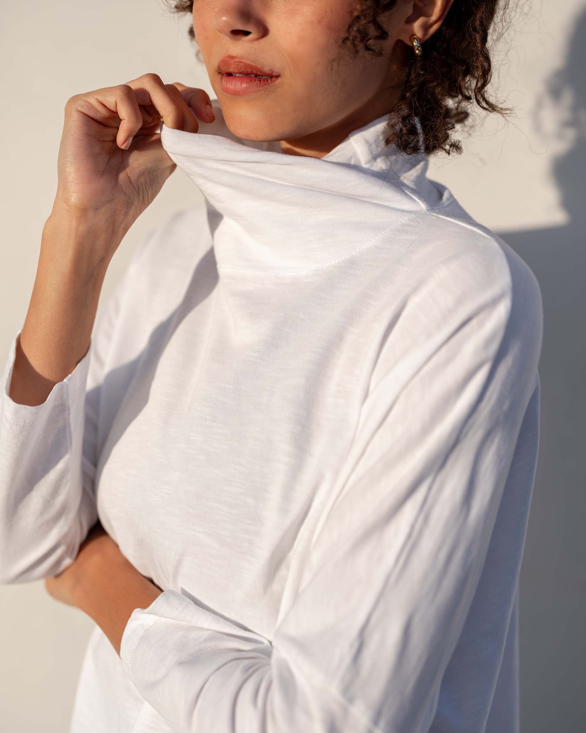 Women's White Turtleneck Tee One Size