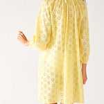 Women's Lightweight Yellow Eyelet Coverup Dress Full Body Back View