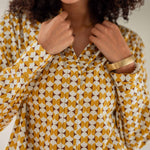 Women's Yellow Long Sleeve Button Up Blouse