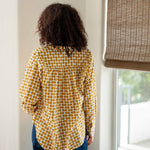 Women's Yellow Long Sleeve Button Up Blouse