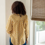 Women's Yellow Long Sleeve Button Up Blouse