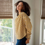 Women's Yellow Long Sleeve Button Up Blouse