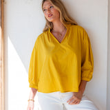 Women's Yellow Quarter Sleeve Top