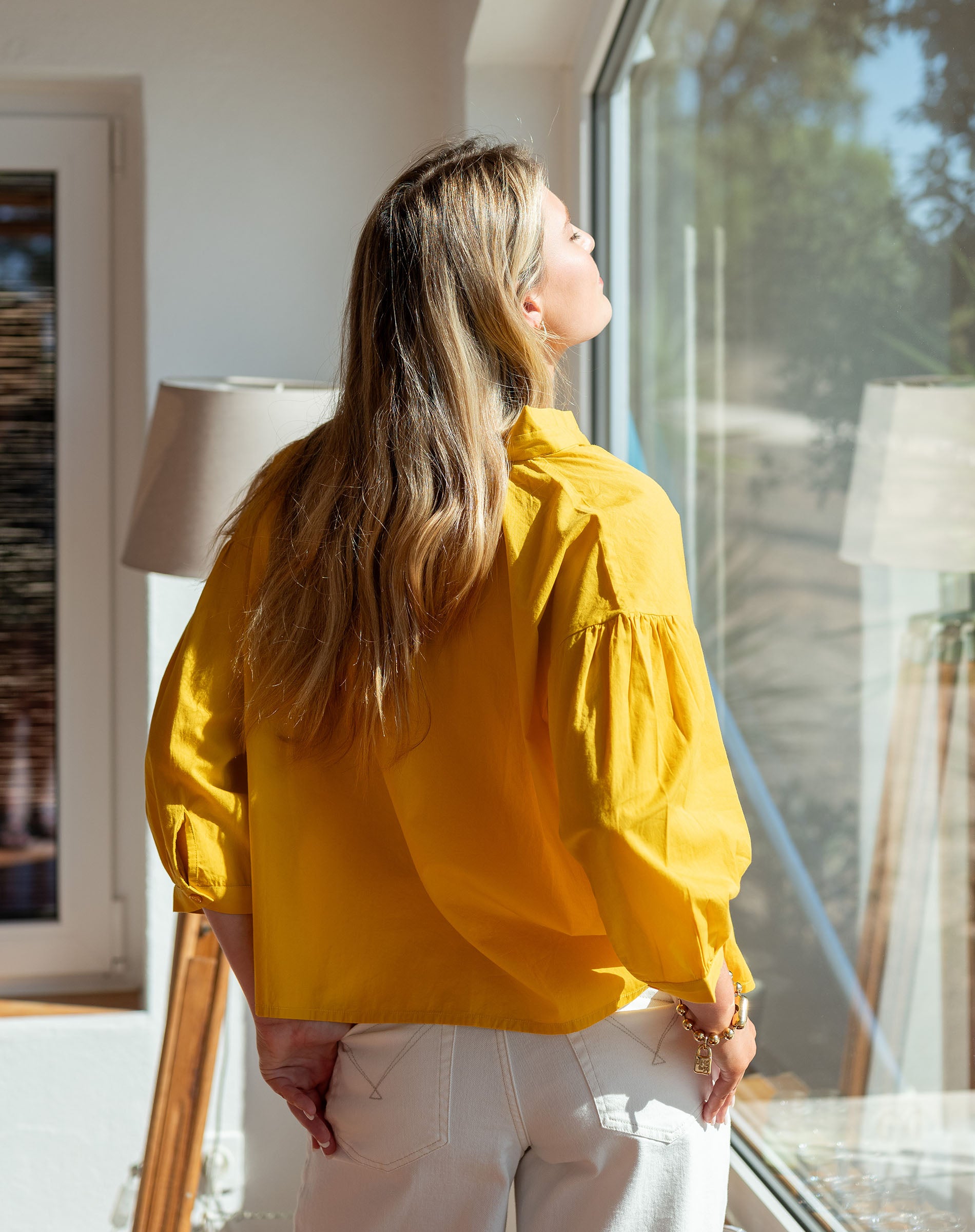 Women's Yellow Quarter Sleeve Top