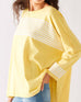 Women's One Size Tee in Yellow Stripes Drape of Side Slits