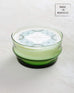 large green glass Moroccan Mint candle bowl sitting on a white background made in morocco 