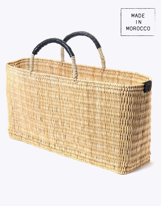 Woven Straw Tote Basket Colorful Wicker Market Basket Small 