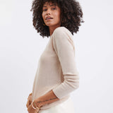 Carmel Fitted Cashmere Sweater in Wheat