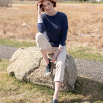 Carmel Fitted Cashmere Sweater in blue indigo
