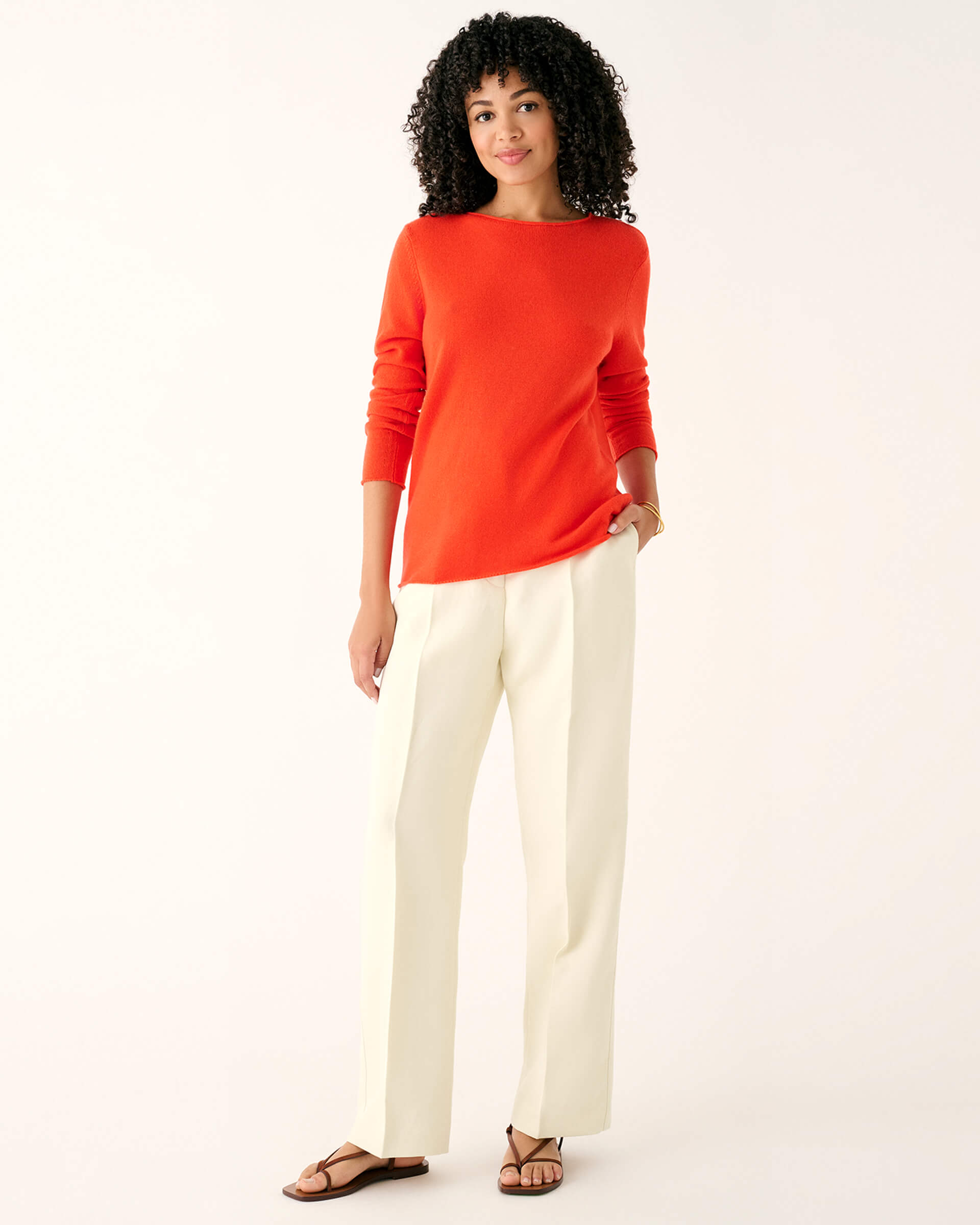 Carmel Fitted Cashmere Sweater in Orange