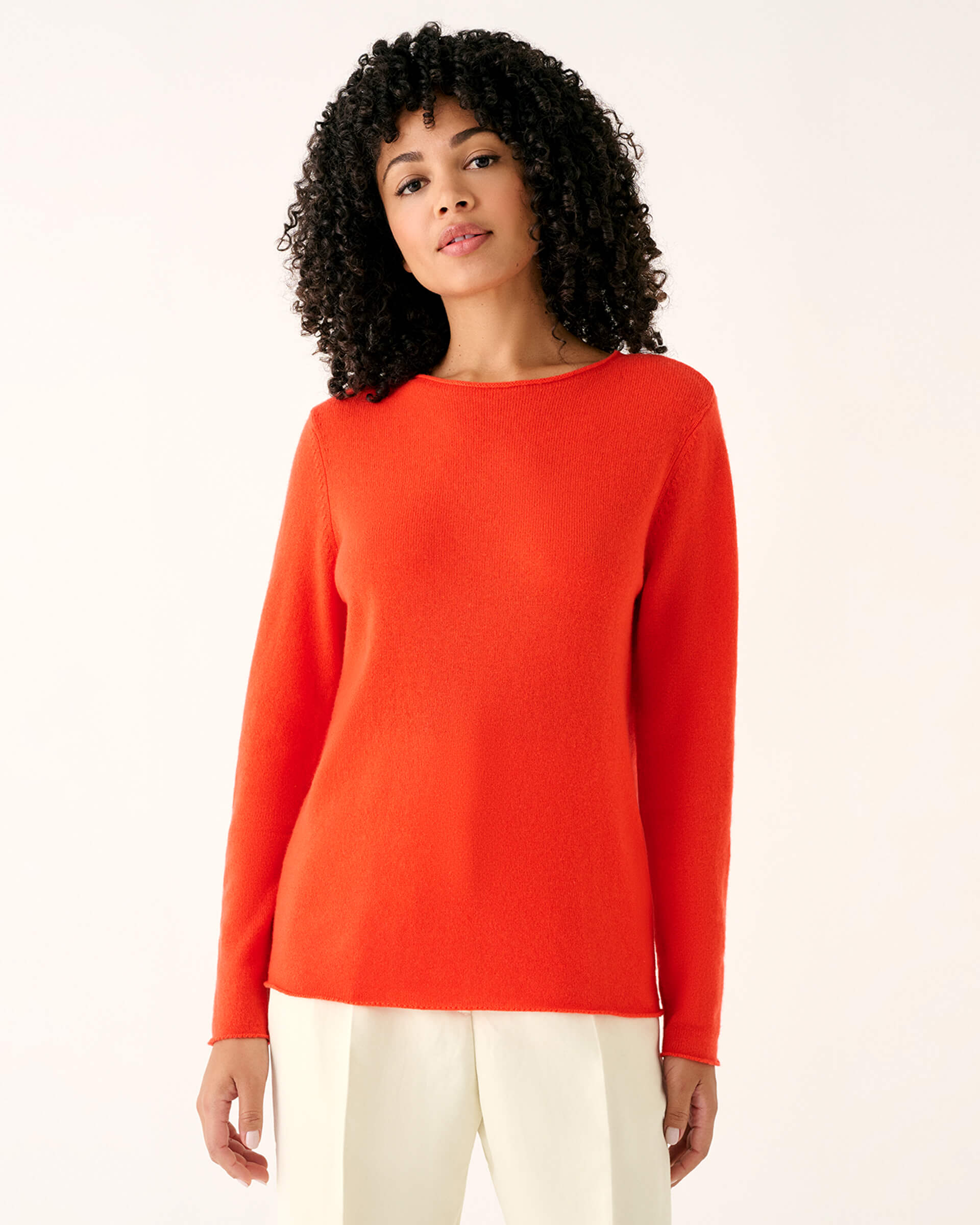 Carmel Fitted Cashmere Sweater in Orange