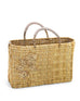 medium sized straw basket with handwoven natural floral