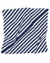 navy and white striped scarf laying on a white background