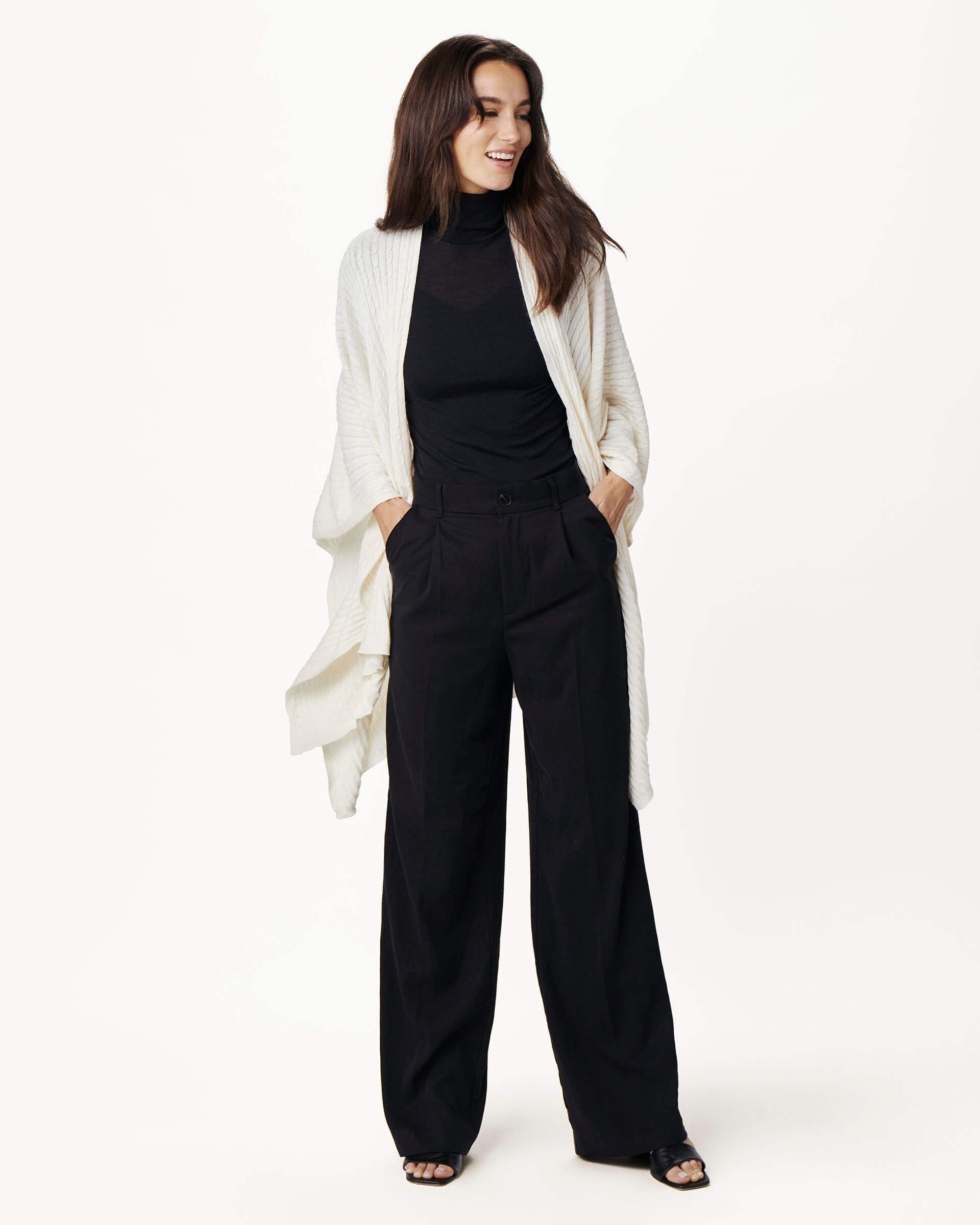 white Charleston Wrap Crafted from a cable knit cotton-cashmere blend