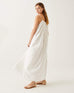 profile of woman showcasing mersea white patio dress