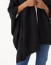Women's Black Cashmere Super Soft Drapy Travel Wrap Wide Rib Detailed Hemline