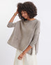 Women's Oversized Crewneck Knit Sweater in Brown Chest View Drape of Fabric
