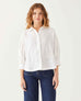 Women's Daytime White Lightweight-Linen Relaxed Fit Lucca Shirt with Classic Collar and Cuffs (Pair with Billie Shorts) Front View 