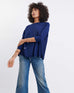 Women's Oversized Crewneck Knit Sweater in Navy Blue Front View