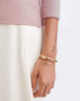 Women's Pink Fitted Cashmere Crewneck Rolled Hem Pullover Sweater Cuff Detail