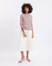 Women's Pink Fitted Cashmere Crewneck Rolled Hem Pullover Sweater Front View