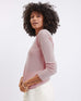 Women's Pink Fitted Cashmere Crewneck Rolled Hem Pullover Sweater Side View