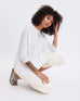 Women's Oversized Crewneck Knit Sweater in White Side View